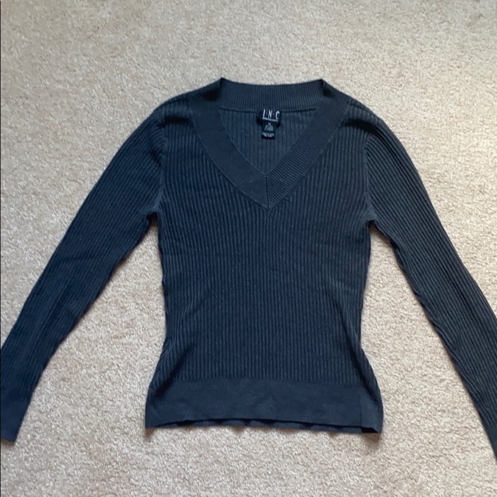 Grey ribber v neck sweater from I.N.C